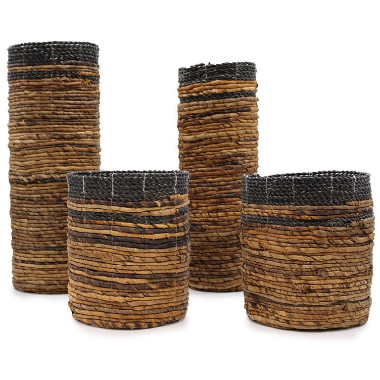 Eco-Friendly Banana Leaf Set (2 Vases & 2 Bins) - Sustainable Home Decor