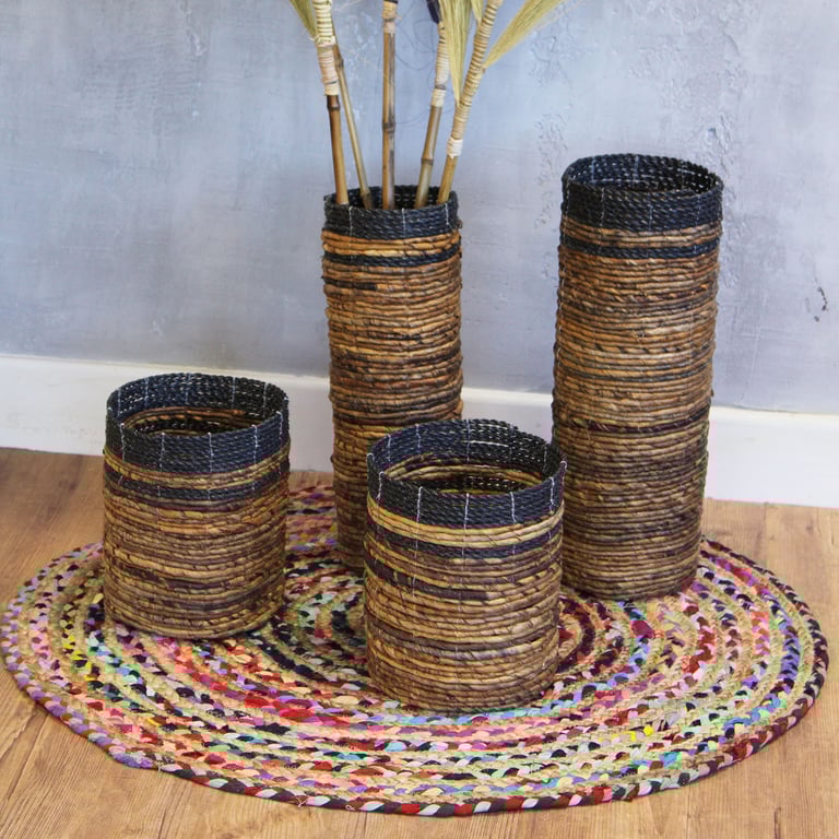 Eco-Friendly Banana Leaf Set (2 Vases & 2 Bins) - Sustainable Home Decor