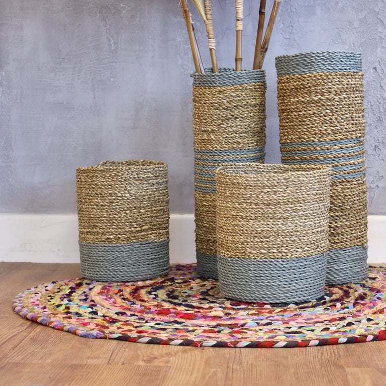 Raffia Seagrass Vase & Bin Set - Decorative Storage Solution by Brand Name