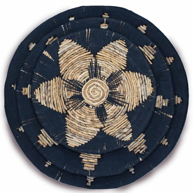 3 Seagrass Bowls Art - Black Wall Decor - Set