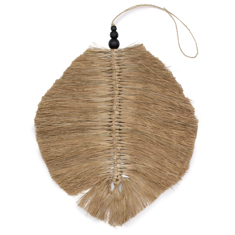 35cm Raffia Leaf Hanging Decoration - Indoor Plant Wall Art