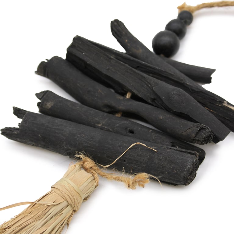 42cm Driftwood Hanging Tassel Wall Decoration - Boho Natural Home Decor