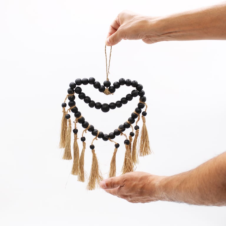 Handmade Small Bead Heart Mobile 27x20cm Wall Hanging Decoration