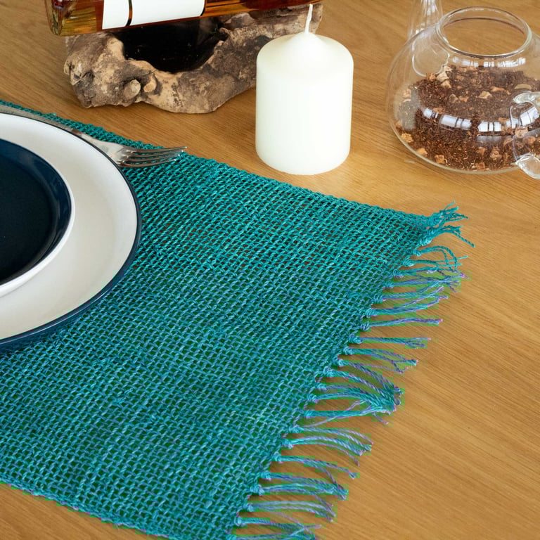 Seagrass Fringe Turquoise Natural Coastal Placemat - Organic Home Decor