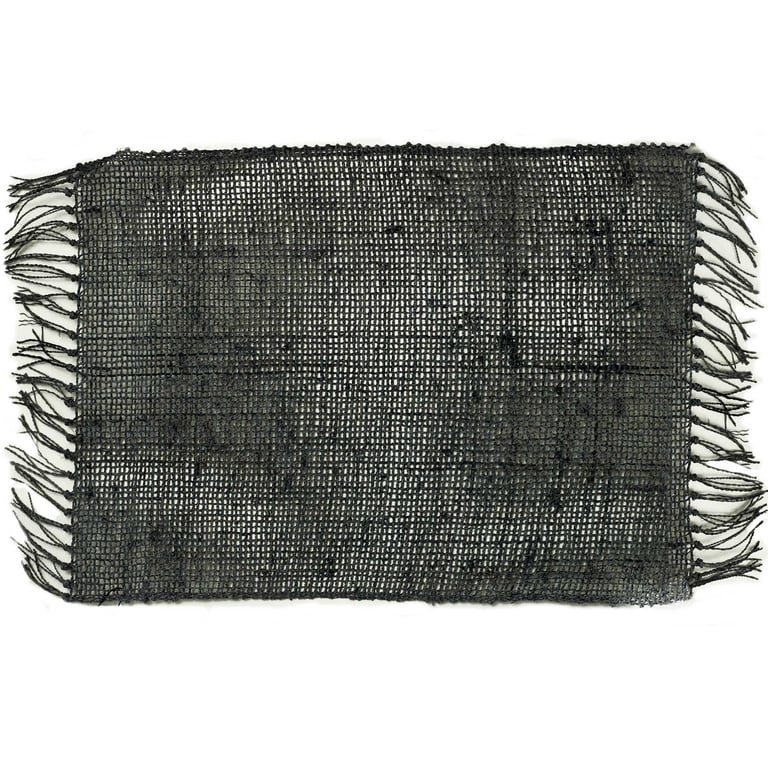 Natural Seagrass Fringe Placemat - Charcoal Home Decor Mat