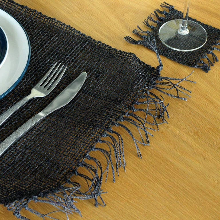 Seagrass Fringe Natural Placemat - Black Woven Home Decor Item