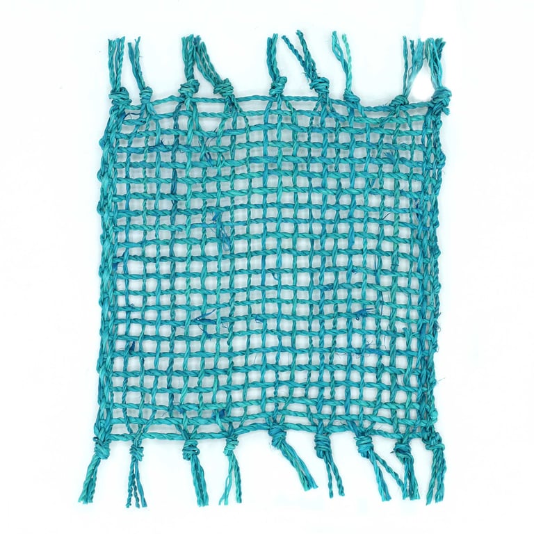 Seagrass Fringe Natural Coasters Set of 4 - Turquoise