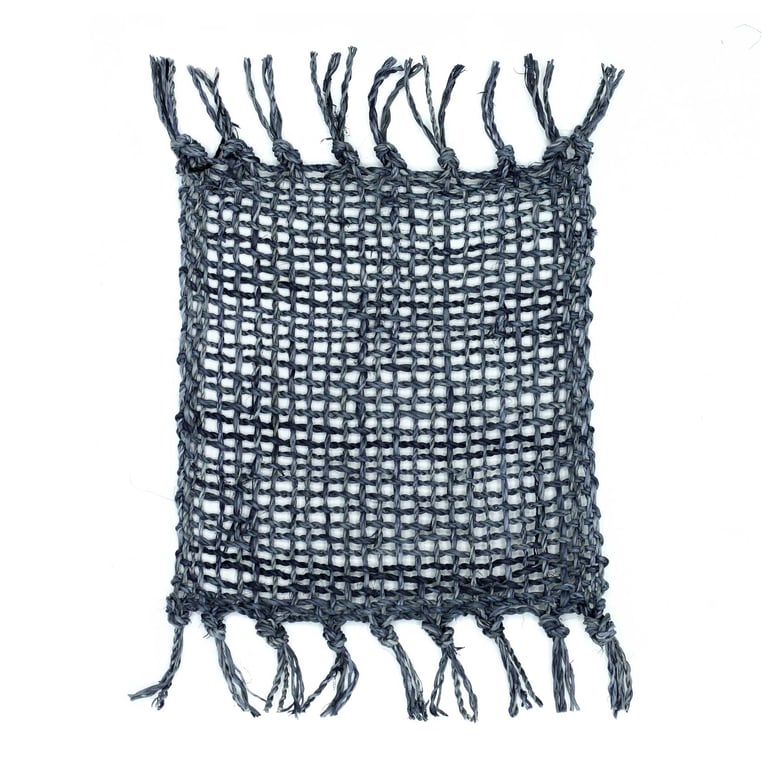 Set of 4 Seagrass Fringe Natural Coasters - Charcoal Color Home Decor