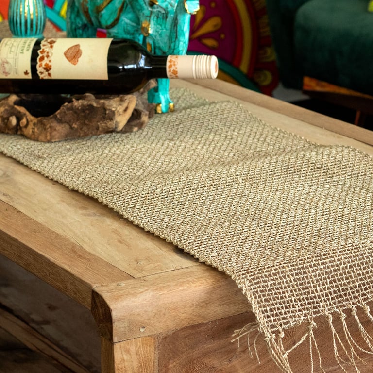 Natural Seagrass Table Runner (150cm) - Durable Fringe Design