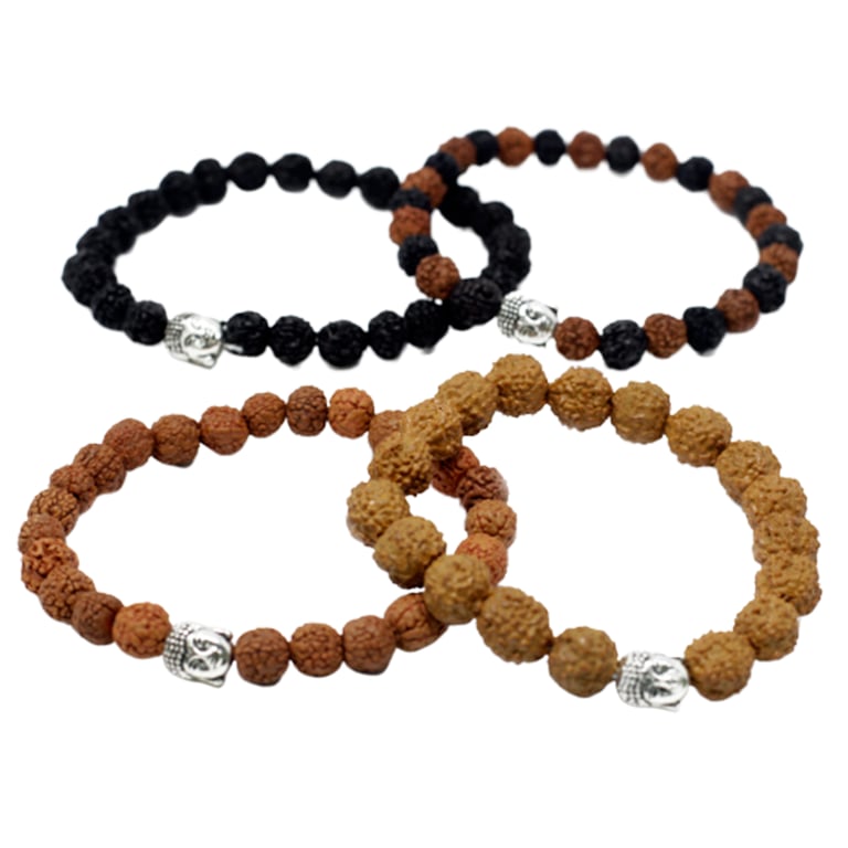 Assorted Rudraksha Buddha Bangles - Spiritual Jewelry for Meditation and Hindu Prayer