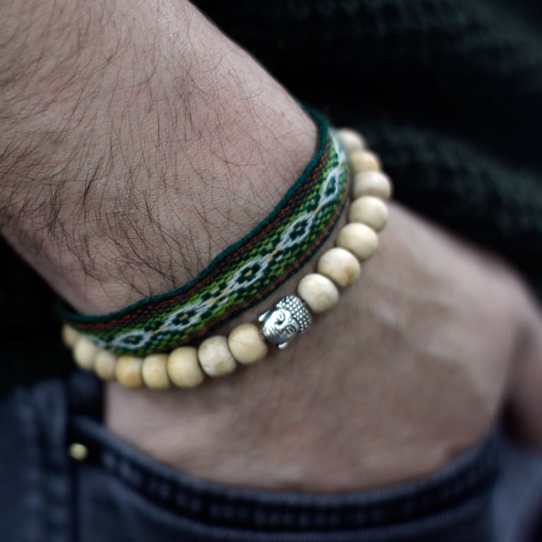 Fragrant Sandalwood Beads & Buddha Bangle - Meditation and Spiritual Jewelry Accessory
