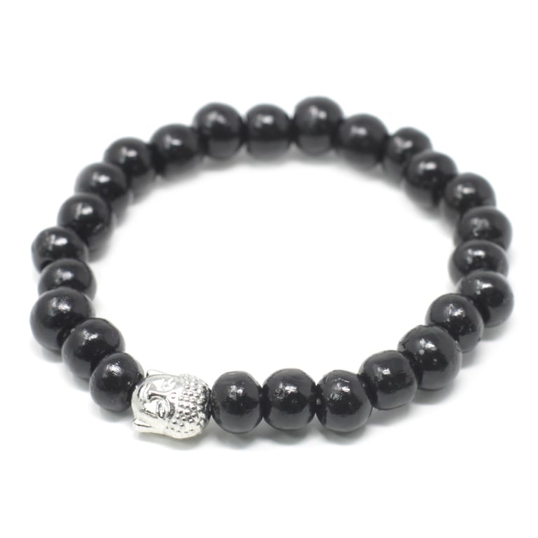 Handcrafted Darkwood Beads & Buddha Bangle - Meditation Aid Home Decor Spiritual Jewelry
