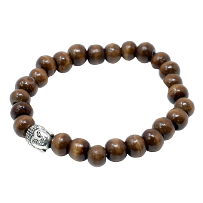 Brown Beads Buddha Bangle - Spiritual Meditation Jewelry for Home & Garden Decor