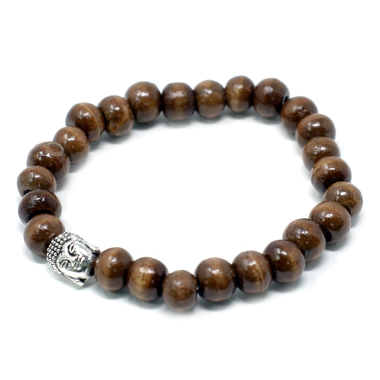 Brown Beads Buddha Bangle - Spiritual Meditation Jewelry for Home & Garden Decor