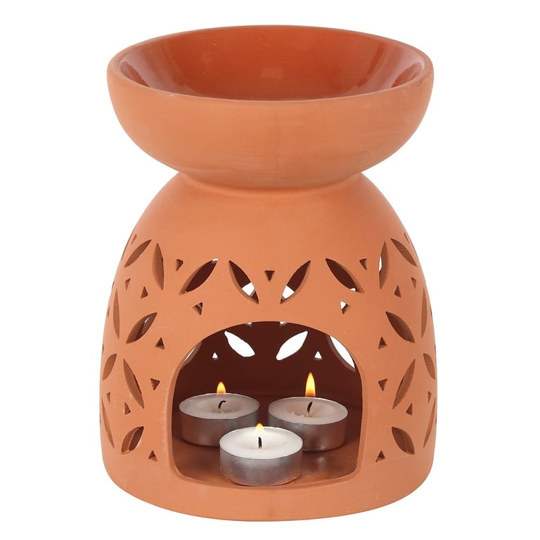 20cm Terracotta Oil Burner (Large) - Natural Aroma Diffuser