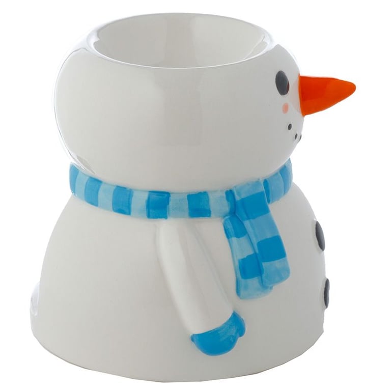 Snowman Shaped Ceramic Christmas Oil Burner - Winter Holiday Home Fragrance Diffuser