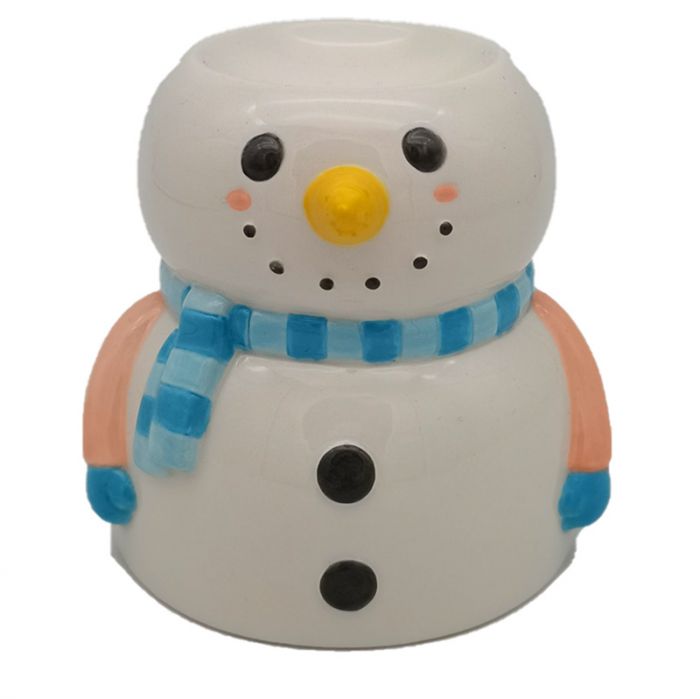 Snowman Shaped Ceramic Christmas Oil Burner - Winter Holiday Home Fragrance Diffuser