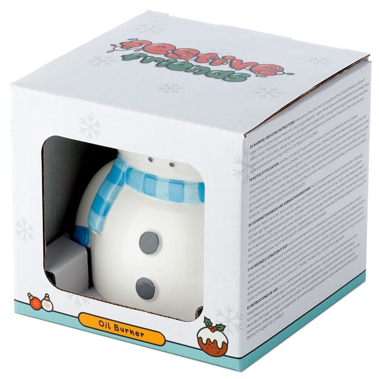 Snowman Shaped Ceramic Christmas Oil Burner - Winter Holiday Home Fragrance Diffuser
