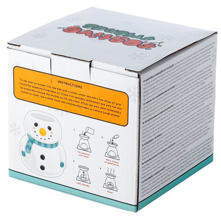 Snowman Shaped Ceramic Christmas Oil Burner - Winter Holiday Home Fragrance Diffuser