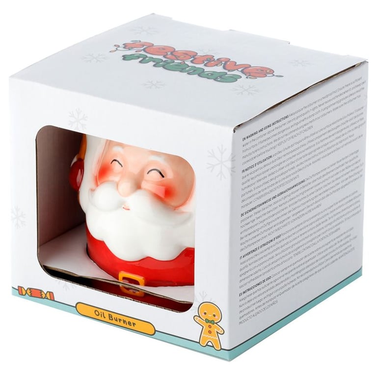 Santa Shaped Christmas Ceramic Oil Burner - Festive Holiday Home Decor and Scent Diffuser