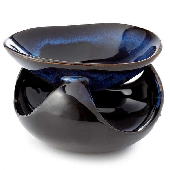 Abstract Ceramic Oil Burner - Dark Mottled Unique Home Decor and Indoor Scented Diffuser Holder