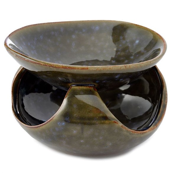 Abstract Ceramic Oil Burner - Dark Mottled Unique Home Decor and Indoor Scented Diffuser Holder