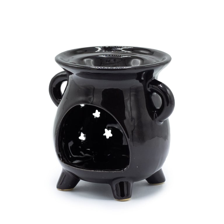 Black Cauldron Oil Burner - Moon & Stars Home Fragrance Decorative Alternative to Candles