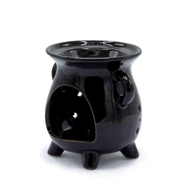 Black Moon Phase Cauldron Oil Burner - Home Scented Decor & Witchcraft Candle Holder