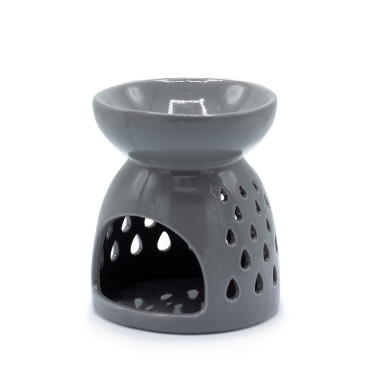 Classic Grey Oil Burner - Teardrops Cutout Home Decor Scented Vintage Style