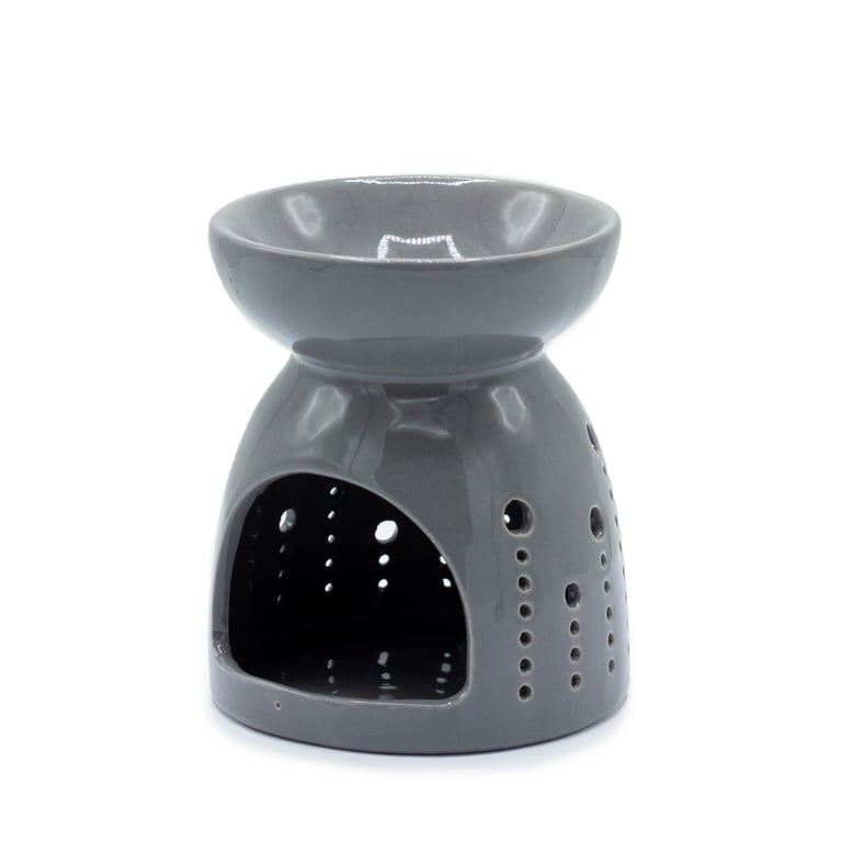 Classic Grey Oil Burner - Scented Diffuser with Bubbles Cutout Design