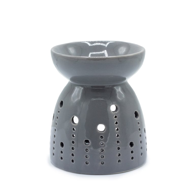 Classic Grey Oil Burner - Scented Diffuser with Bubbles Cutout Design