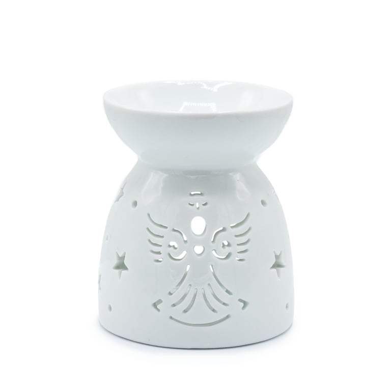 Angel Cut Out Oil Burner - White Home Fragrance Decor Candle Alternative