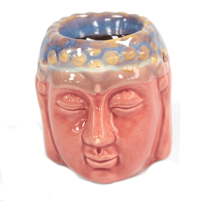 Buddha Oil Burner - Rose & Teal Meditation Candle Holder for Home Garden Decor