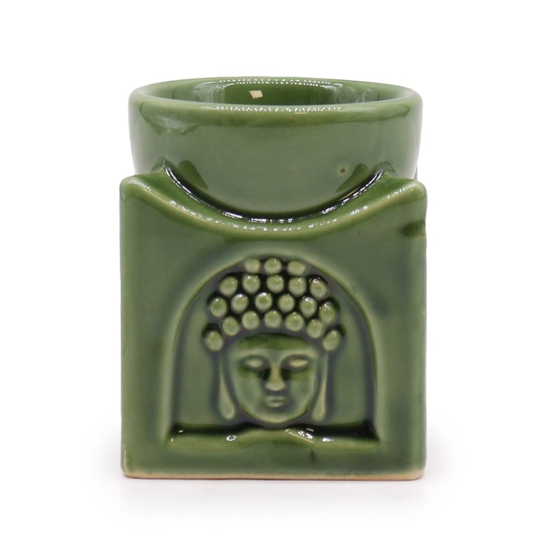 Square Buddha Burner - Dark Jade for Spiritual Home Decor and Meditation