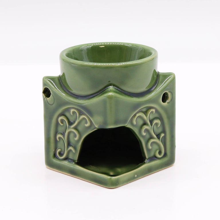 Square Buddha Burner - Dark Jade for Spiritual Home Decor and Meditation