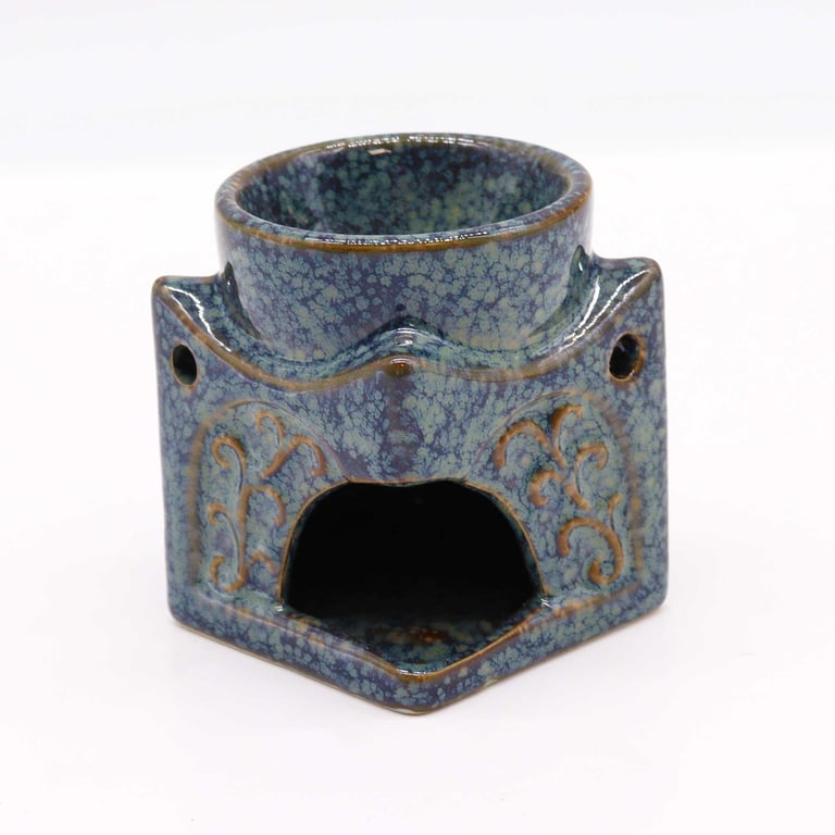 Square Dusty Blue Buddha Burner - Home Decor Meditation Tool with Incense Holder