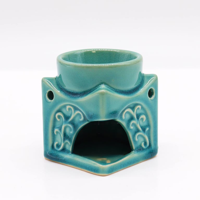 Square Buddha Burner - Soft Turquoise Meditation Tool for Home Decor and Spiritual Practice