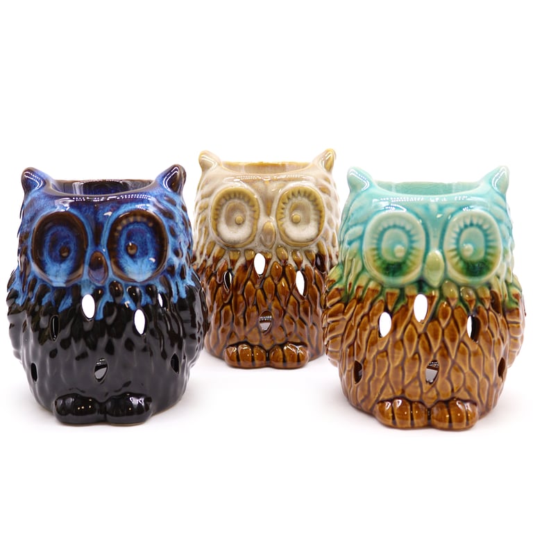 Classic Rustic Oil Burner - Owl Decor with Farmhouse Style and Ambiance