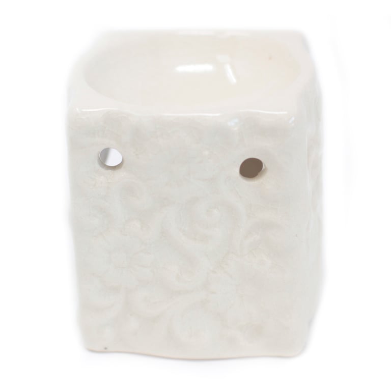 Small Square Floral Oil Burners - Decorative Home Fragrance Scent Diffuser