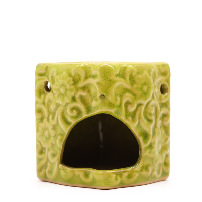 Small Square Floral Oil Burners - Decorative Home Fragrance Scent Diffuser