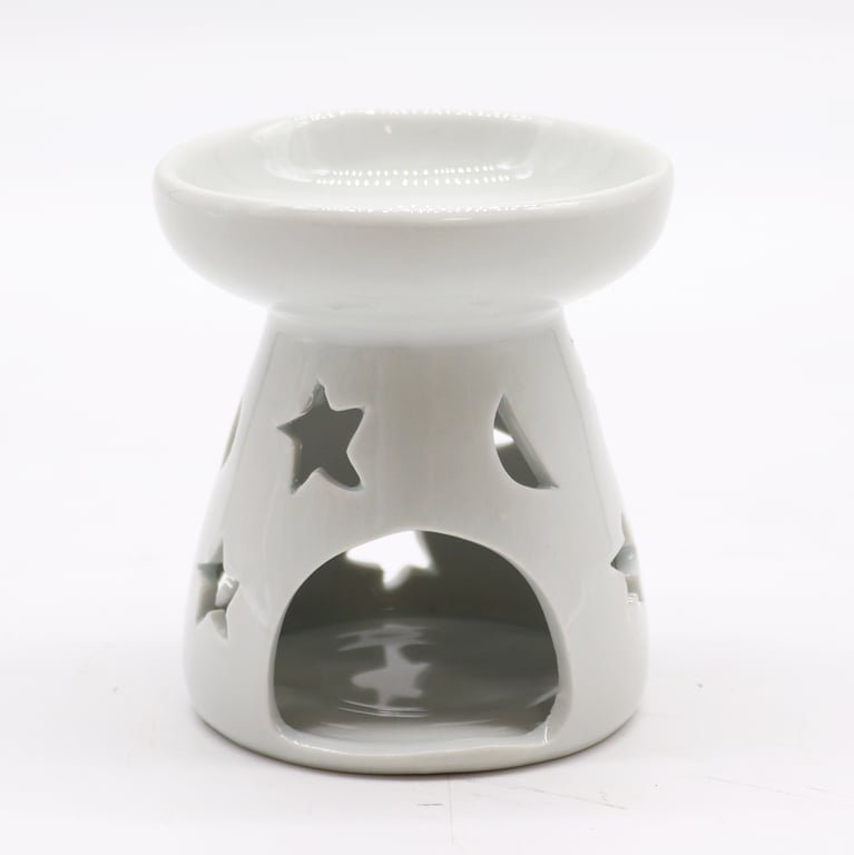 Sm Classic White Oil Burner - Moon & Star Scented Diffuser for Home Aroma Therapy and Decor