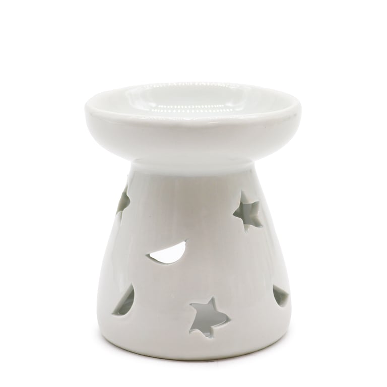 Sm Classic White Oil Burner - Moon & Star Scented Diffuser for Home Aroma Therapy and Decor