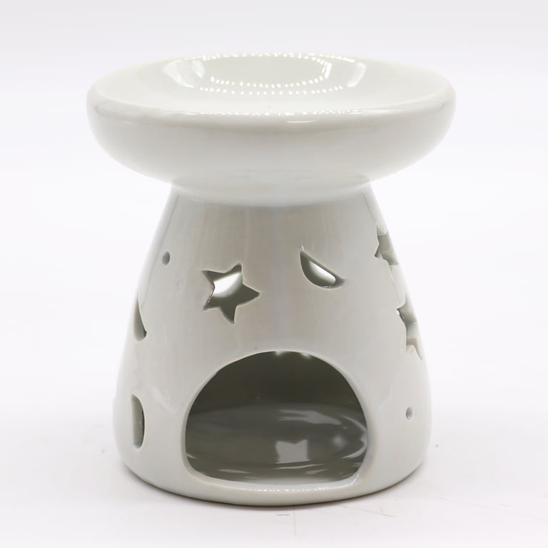 Large Classic White Oil Burner - Moon & Star Home Fragrance Essential Oil Diffuser