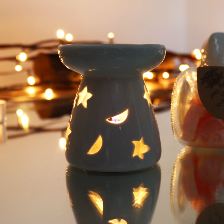 Large Classic White Oil Burner - Moon & Star Home Fragrance Essential Oil Diffuser