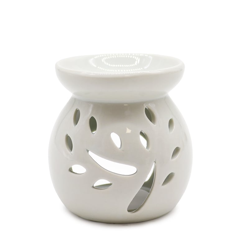 Sm Classic White Oil Burner - Tree Cut-out Scented Diffuser for Home Decor and Indoor Fragrance