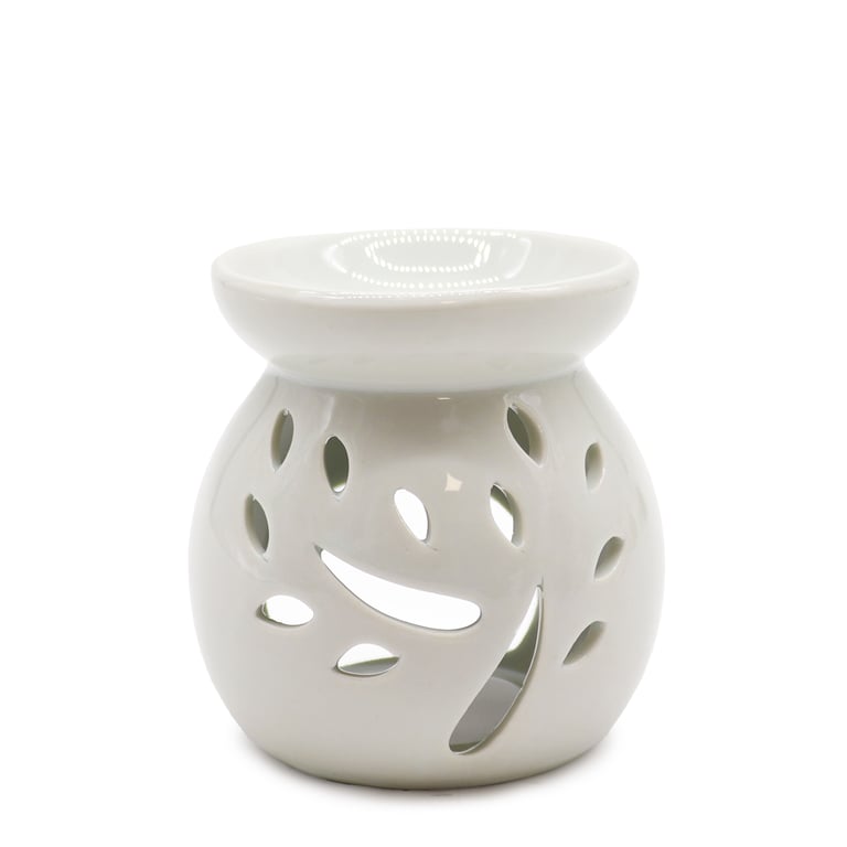 Sm Classic White Oil Burner - Tree Cut-out Scented Diffuser for Home Decor and Indoor Fragrance