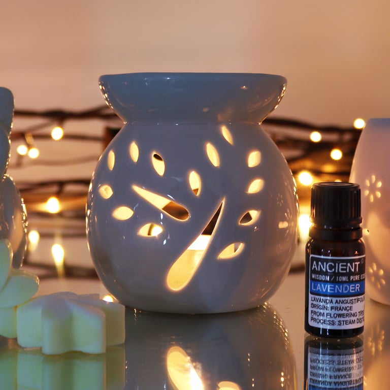 Large Classic White Oil Burner - Tree Cut-out Decor Essential Oil Diffuser Home Fragrance Aroma Therapy