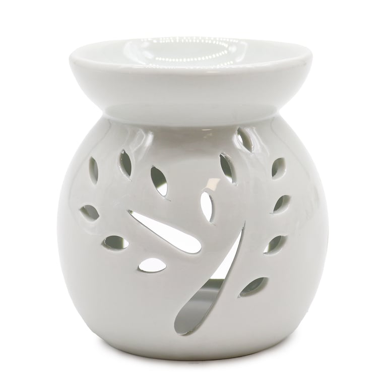 Large Classic White Oil Burner - Tree Cut-out Decor Essential Oil Diffuser Home Fragrance Aroma Therapy