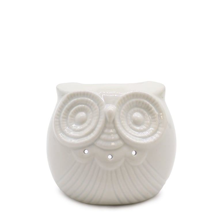 Classic White Oil Burner - Short Owl: Elegant Home Decor Indoor Lighting Fixture