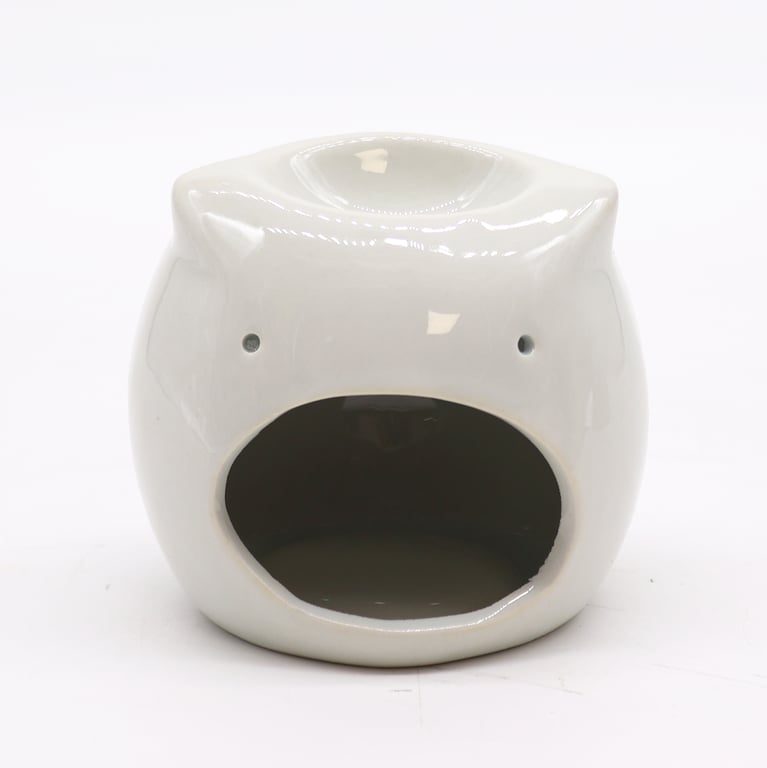 Classic White Oil Burner - Short Owl: Elegant Home Decor Indoor Lighting Fixture